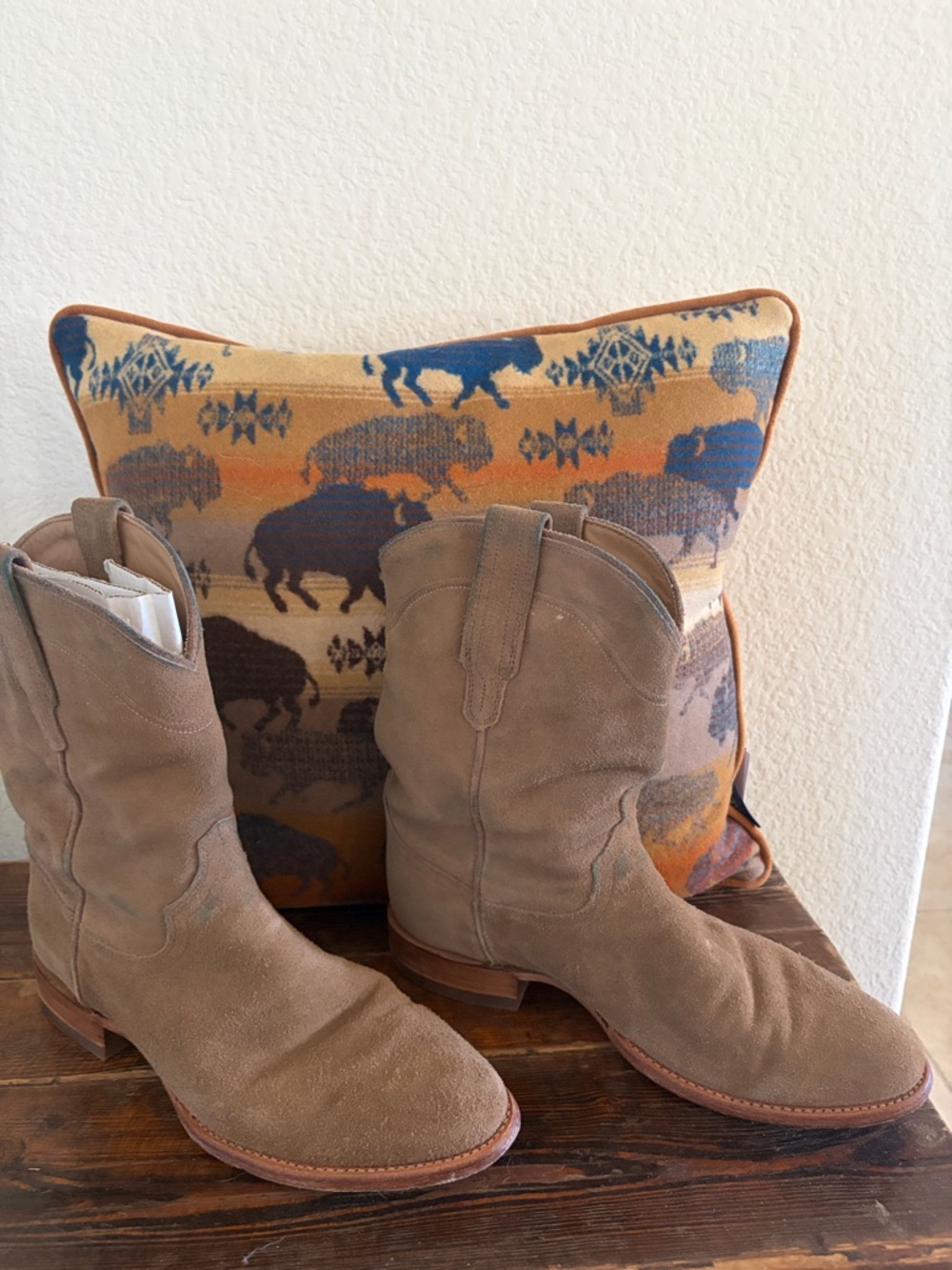 Tecovas "Shane" Suede Roper Boots - Mens 10.5D - Granite w/ matching suede belt - Picture 3 of 13